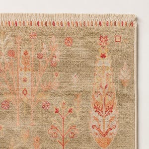 Red Tencel Ushak Area Rug, Traditional Boho Woven Carpet image 8