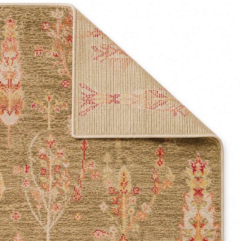 Red Tencel Ushak Area Rug, Traditional Boho Woven Carpet image 7