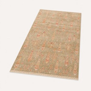 Red Tencel Ushak Area Rug, Traditional Boho Woven Carpet image 9