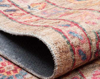 Beige Washable Antique Rug Non Slip Karabagh Area Rug Soft Polyester Machine Carpet Turkish Home Rug