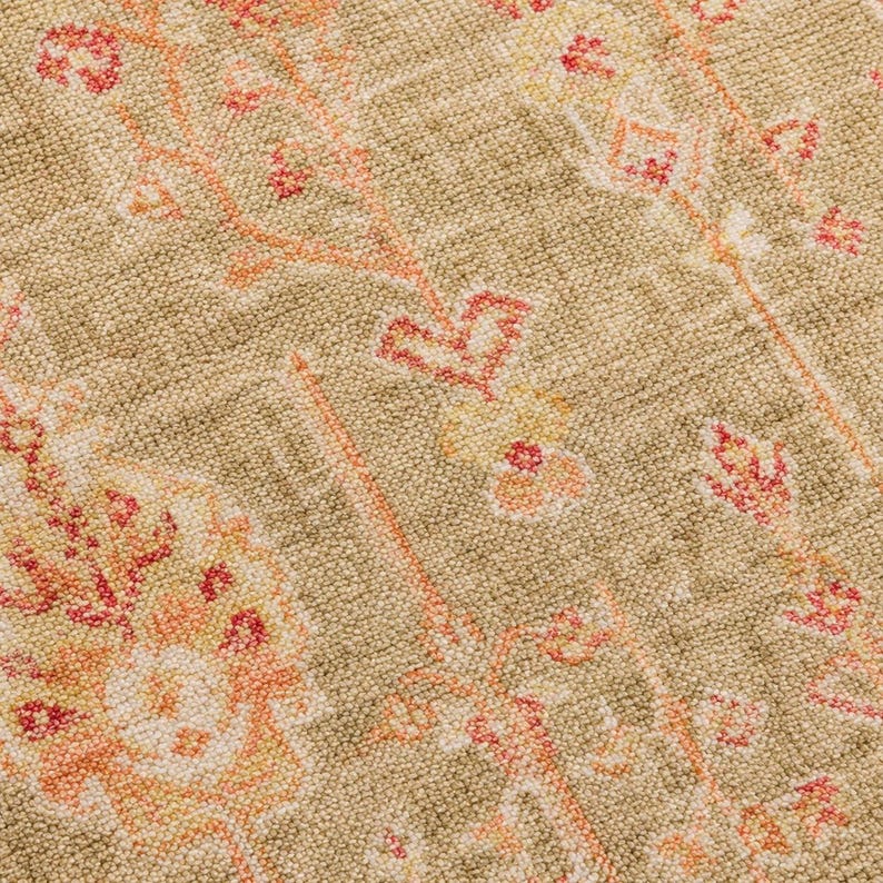 Red Tencel Ushak Area Rug, Traditional Boho Woven Carpet image 5