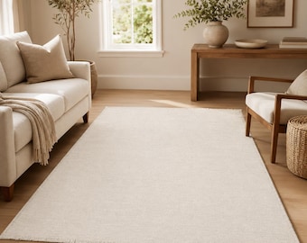 Cream Natural New Zealand Wool Rug – Custom Size - Textured Massage Feel, Medium-Soft Area Carpet, Eco-Friendly Floor Mat