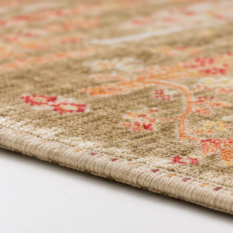 Red Tencel Ushak Area Rug, Traditional Boho Woven Carpet image 4