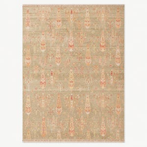 Red Tencel Ushak Area Rug, Traditional Boho Woven Carpet image 10