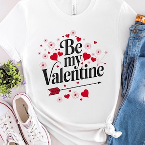 Valentine Be my Valentine Unisex Jersey Short Sleeve Tee, Heart Love T-shirt, Gift for Him Her, Valentine&#39;s Day Shirt, Couples Tee