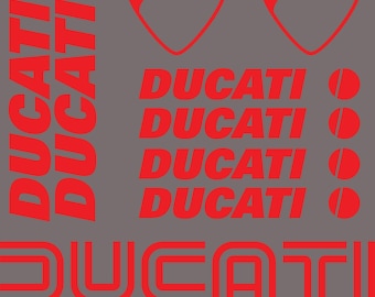 Adesivi Ducati: Decalcomanie con logo retrò per moto, casco, auto - Set da 10 pezzi