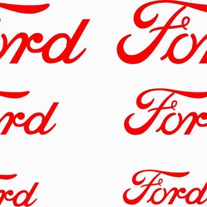 May include: Several red "Ford" logos are shown on a white background. The script font is a classic design, often linked to the Ford Motor Company. The logos are presented in a repeating pattern.