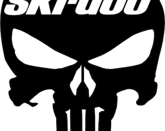2 pegatinas de SKI-DOO Punisher para motos de nieve, gráficos de vinilo, logotipo, casco de nieve, guardabarros