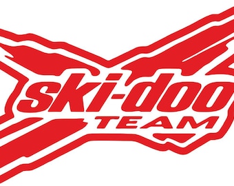 2 pegatinas del equipo SKI-DOO para motos de nieve, gráficos de vinilo, logotipo, casco de nieve, guardabarros