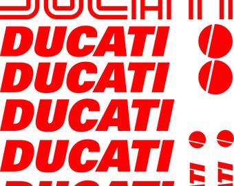 Retro Ducati-stickers: set van 10, motorstickers