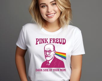 Rosa Freud Sigmund Freud dunkle Seite Mom Shirt, Pink Floyd Parodie T-Shirt