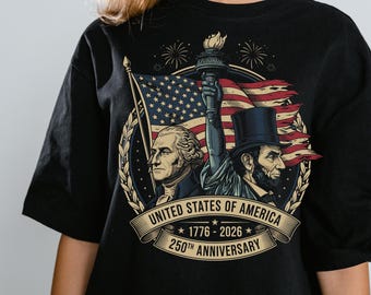 USA 250-jähriges Jubiläum Shirt, Patriotisches Adler Liberty Bell T-Shirt, Vintage Amerika 1776-2026