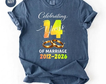 Personalisierte 14 Jahre Hochzeitstag Shirt, Paar Ehe Geschenk Hoodie, Est. 2012-2026