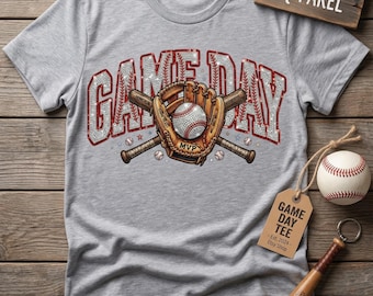Sparkle Baseball Handschuh & Bats "Game Day" Tee | Glitzer Baseball Bekleidung