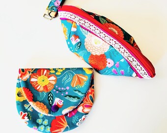 Small fabric Zipper pouch with small  case set