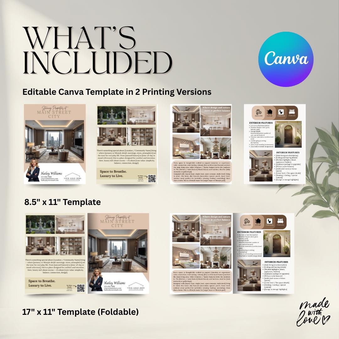Luxury Real Estate Brochure Canva Template Bundle – 4 Editable Sets for ...