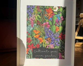 Floral Garden Art Print | High-Vibe Feminine Decor (Digital Download A3 PNG Files)