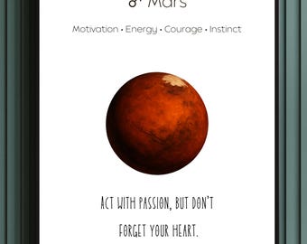 Mars Planet Print | Astrology Tarot, Feminine Decor (Digital Download)