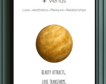 Venus Astrology Print | Feminine Self-Love Tarot Art (Digital Download)