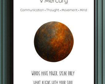 Mercury Planet Print | Astrology Tarot Card, Feminine Decor (Digital Download)