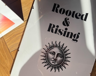 Rooted & Rising Sun Print | Boho Spiritual Wall Art (Digital Download)