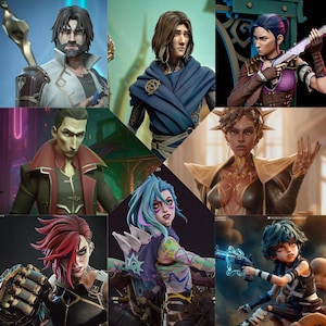 Ultimate Arcane Bundle | 3D Printed Resin Figure Set | Jinx, Vi, Isha, Mel, Jayce, Viktor, Silco, Caitlyn | 1:8 Scale Unpainted Collectibles
