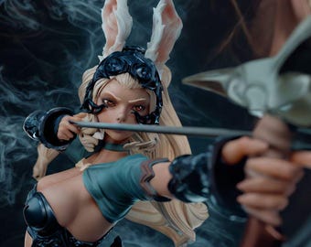Long-Eared Warrior Resin Figure: Unpainted Archer Model, RPG Collectible