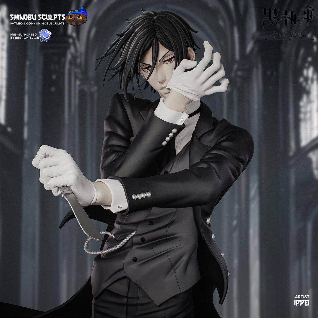 Demon Butler Resin Figure | Gothic Anime Model Kit, Unpainted Statue - Etsy