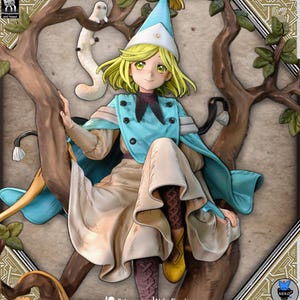 Young Witch Apprentice Resin Figure | Chibi Magic Student Model Kit | Whimsical Spellcaster Collectible