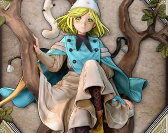 Figura de resina de joven aprendiz de bruja / Kit de modelo de estudiante de magia chibi / Figura coleccionable de hechicero caprichoso