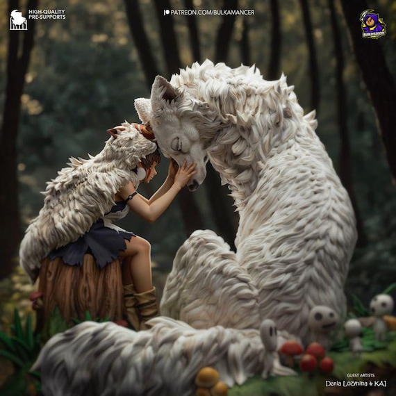 Forest Guardian and Wolf Resin Figure | Unpainted Warrior Model Kit