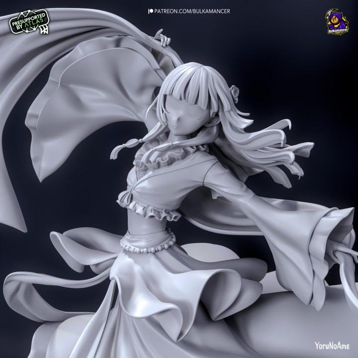 Herbalist Court Lady Figure | Fantasy Resin Model Kit | 3D Printed Anime-Inspired Statue | Unpainted Collectible