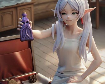 Elven Mage Resin Figure: Unpainted Anime Sorceress Model Kit