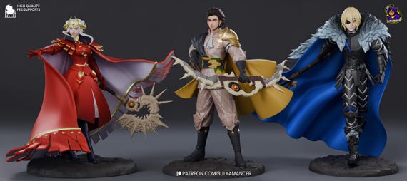 Fire Emblem Three Houses Figures: Claude, Dimitri, Edelgard 3D