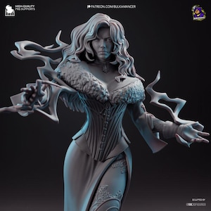 Dark Sorceress Figure | 1/8 Scale Fantasy Resin Model | Magic Wielder 3D Printed Statue | Unpainted