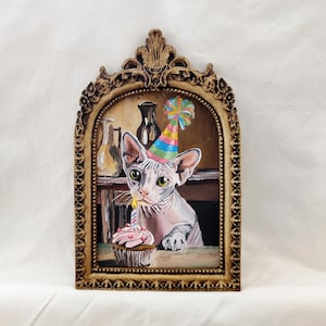 Handmade Sphynx oil  Painting | Sphynx Cat Art | Pet Portrait | Cat Wall Art | Cat Gifts | Cat Decor | Cat Lover Gift | Ready to Hang