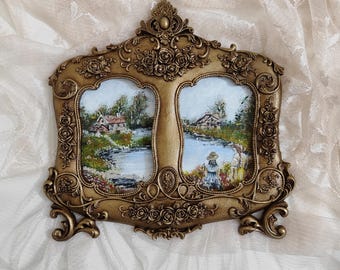 Handmade Double Frame Oil Painting: Vintage Countryside Landscape Art | landscape oil painting | countryside oil painting | landscape decor