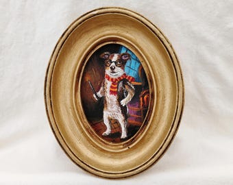 Hogwarts Hund Gemälde | Hogwarts Hund Kunst, Hund Ölgemälde, Hunde-Liebhaber-Geschenk, Skurril Dekor, Haustier Ölgemälde, lustiger Hund Kunst, Hund Wandkunst