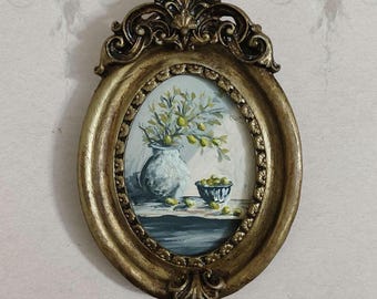 Olive Branch Wall Art | Kitchen Miniature Oil Painting,olive tree oil painting ,farmhouse decor olive tree painting, olive tree art