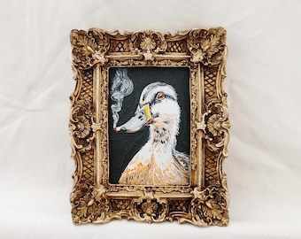 Whimsical Duck Oil Painting | Rustic Farmhouse Decor | Duck Lover Gift | whimsical animal painting | funny duck wall decor | duck art