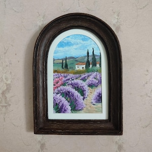 lavender oil painting, pastoral landscape painting, still life original painting, original scenery painting, antique framed,lavander art.