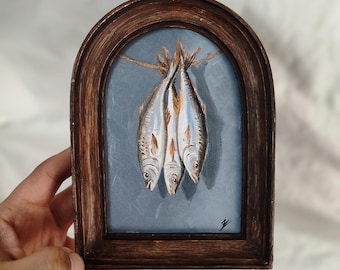 Original sardine oil painting | Kitchen Wall Art Impasto Painting | fish art on textured canvas | sardines  art | fish art | fish wall art