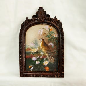 Small framed bird painting, original bird oil painting, bird decor, bird wall art, gift for bird lovers, cottagecore art,farmhouse wall art