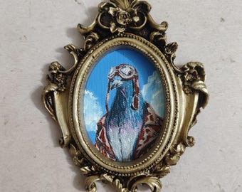 Handgemachte gerahmte Taube Ölgemälde: Lustige Flieger Vogel Wandkunst, Taube Wand Kunst, Taube Kunst, Taube Dekor, original Taube Malerei, Vogel Kunst