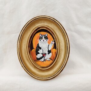 Tuxedo Cat art, Funny Cat painting, Black and White Cat wall decor, Whimsical Cat artwork, Unique Cat lover gift