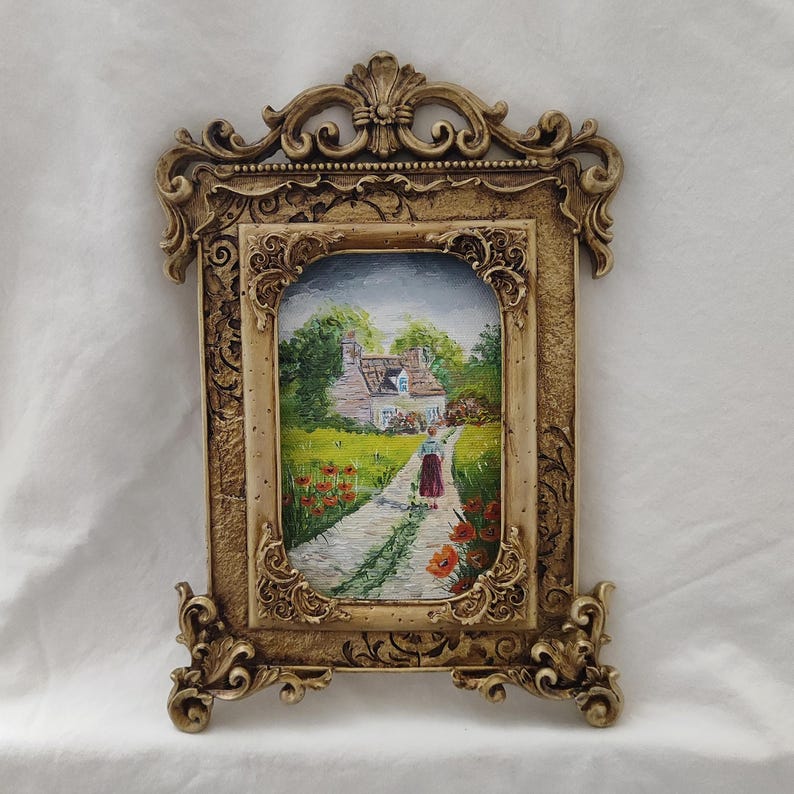 Original cottagecore wall art, English countryside painting, farmhouse wall art, french decor, cottage decor, french country art Baroque 26x17.5 cm