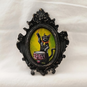 Black Cat painting, Black Cat art, Black Cat gifts, Black Cat decor, Black Cat artwork, vintage black Cat, Halloween Cat wall art