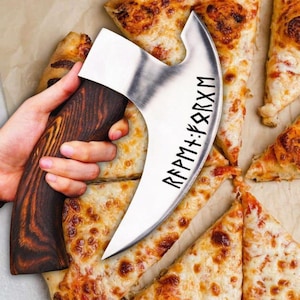 Personalized Viking Pizza Cutter Axe Hand-Forged Bearded Camping Axe | Unique Pizza Chef Gift for Him or Her Anniversary & Birthday Present