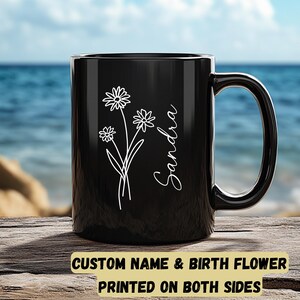 Personalized Birth Month Flower Mug: Custom Floral Name Cup