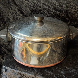 Vintage Revere Ware 4,5 Qt Kastrull | Kokkärl i rostfritt stål med kopparbotten